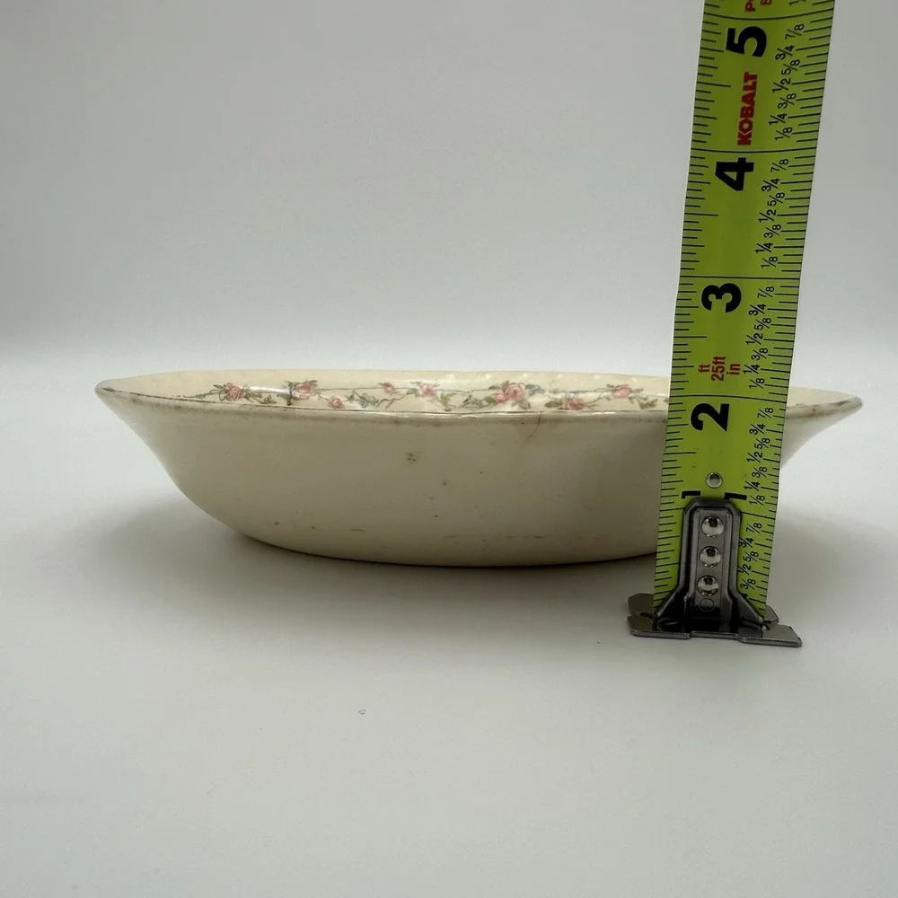 Vintage China‎ Oval Candy Dish Gold Roses Chunky Stained Floral Serving Dish